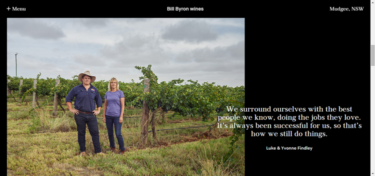 Bill Byron Wines, light on text but heavy on photo.