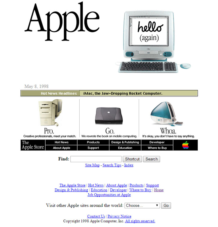Apple.com the way it looked in 1998.
