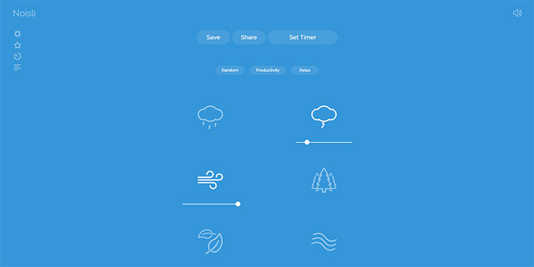 Noisli homepage: great example of simple design.
