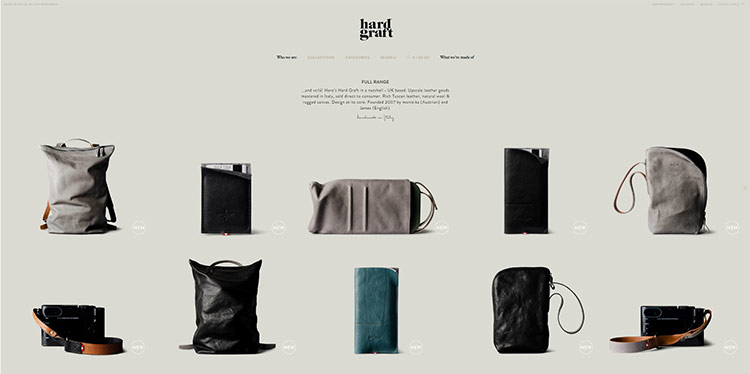 Hard Graft puts their products in the spotlight without any distractions.