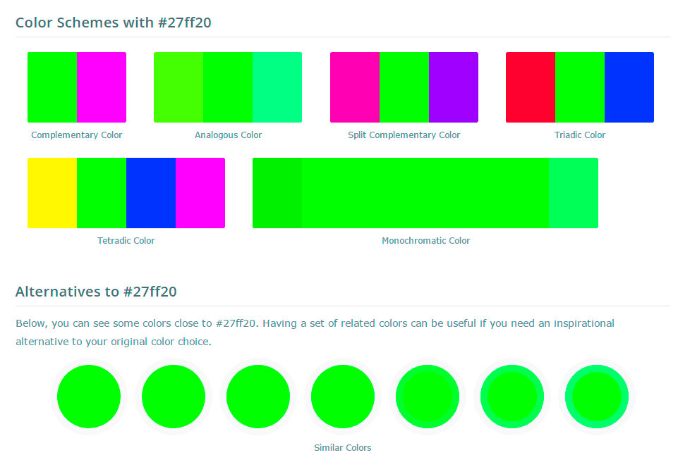 ColorHexa will create multiple color palettes for any color.