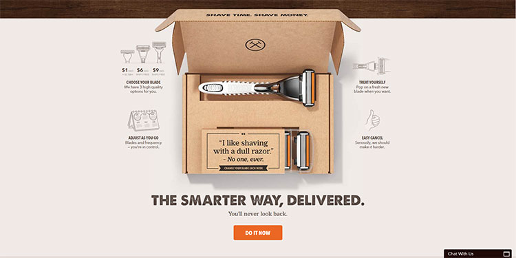 Dollar Shave Club's website is a great example of effective web design.