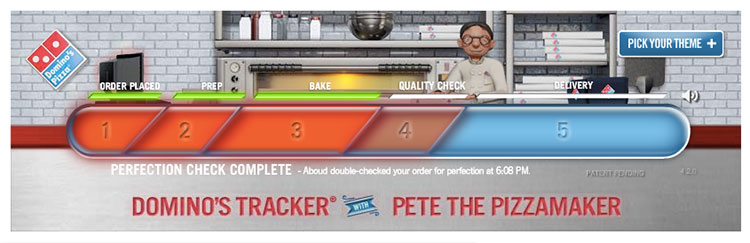 Dominos Pizza Tracker is a great example of gamification.