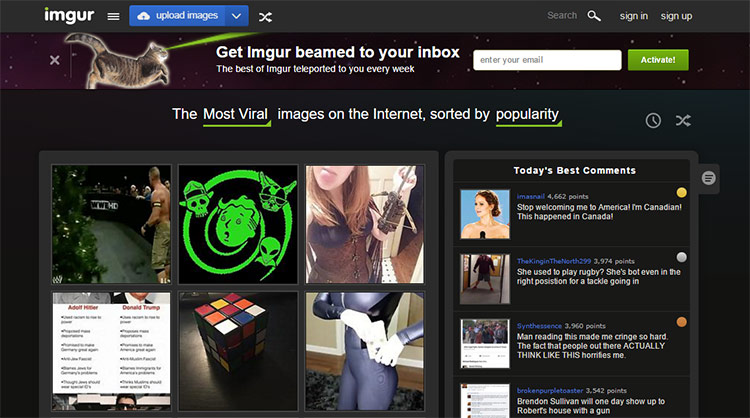 Imgur is a media sharing website where you can find the most current, viral media on the internet.