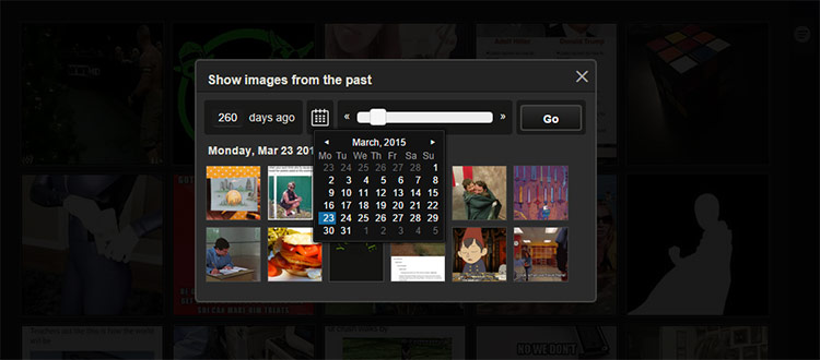 Imgur has a cool widget for finding older media.